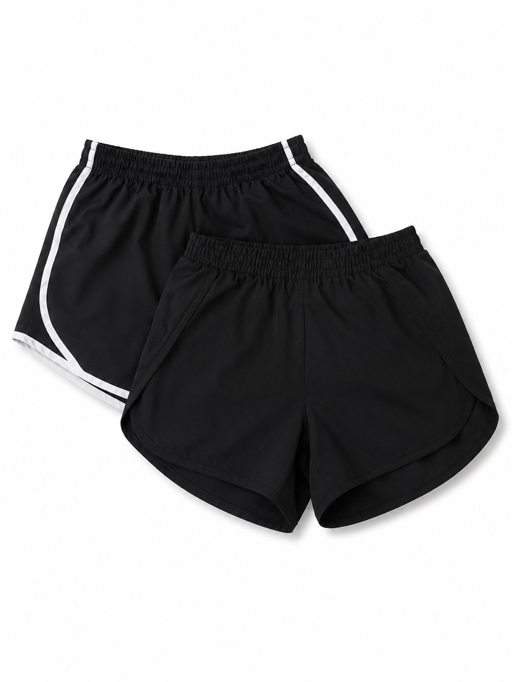 Black Girls' Athletic Shorts 2-Pack with White Trim Nike and Champion size Med